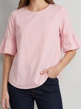 Izod Light Pink Women’s Lightweight Short-Sleeve Ruffle Blouse Size Medium